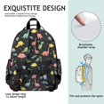 thumbnail image 5 of Colorful Dinosaur on Black Pattern Cute School Backpack Bag for School with Padded Back and Adjustable Shoulder Straps 15.25"x11.5"x5.25", 5 of 5