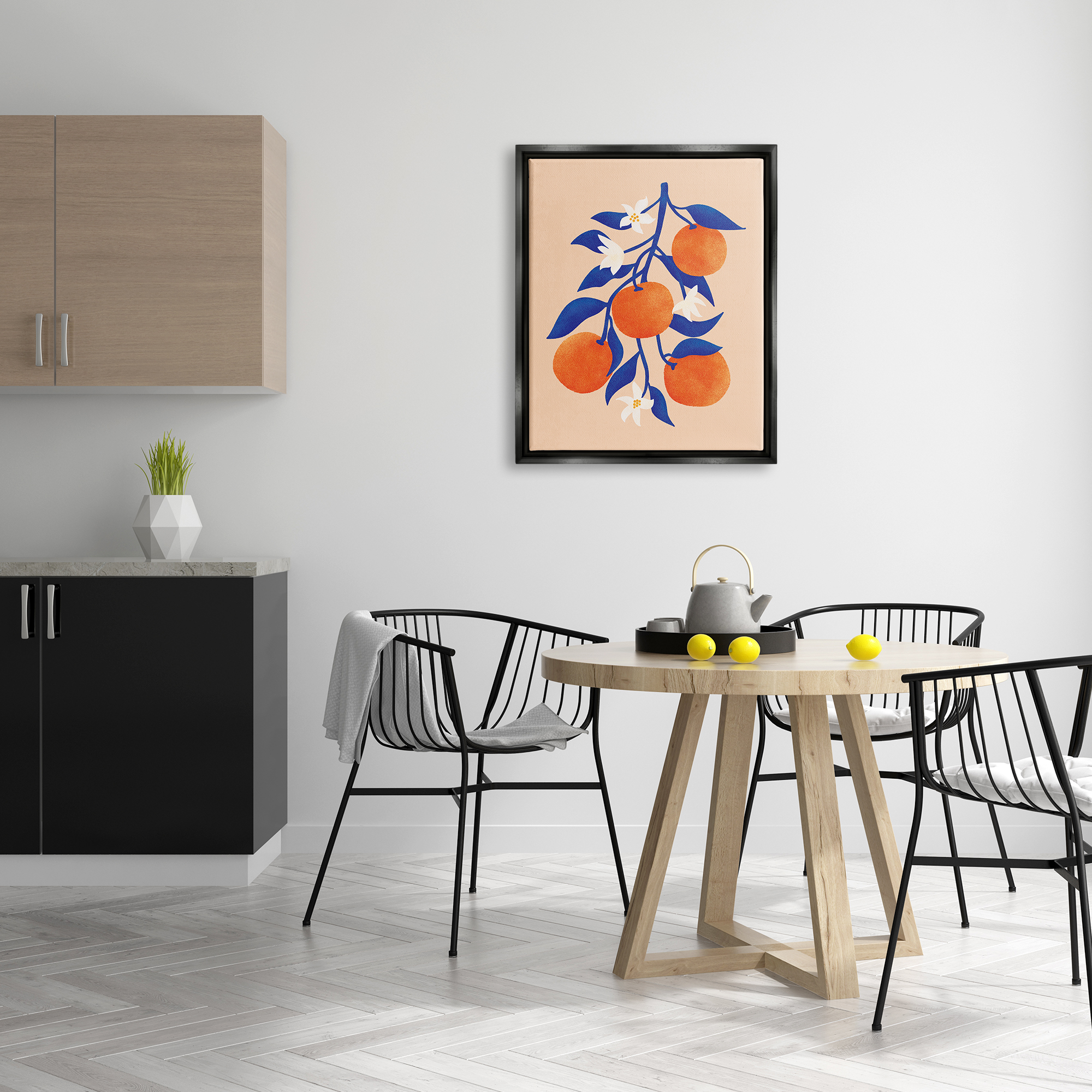 Stupell Orange Tree Citrus Blossoms Food & Beverage Painting Black Floater Framed Art Print Wall Art