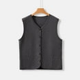 thumbnail image 2 of Uaswgudfs Women's Winter V - Neck Quilted Vest Button Front Thermal Fleece Lined Innerwear Top Warm Slim Plus, 2 of 3