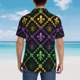 thumbnail image 3 of Lsque Mardi Gra Geometric pattern Hawaiian Shirt for Men, Unisex Summer Beach Casual Short Sleeve Button Down Shirts-Large, 3 of 9