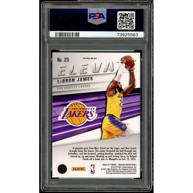 LeBron James Card 2020-21 Mosaic Elevate Green Mosaic #23 PSA 10
