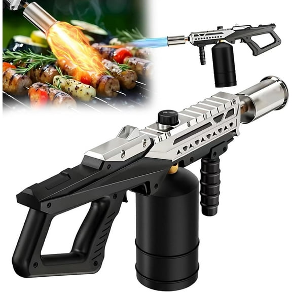 YIKA Powerful Propane Torch for Grilling & Cooking - Premium Material Torch with Extended Angle Nozzle, Adjustable Flame Up to 3272°F, Safe Non-Slip Guard for Outdoor BBQ, Culinary Precision
