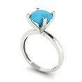 thumbnail image 2 of Clara Pucci 14K White Gold Solid Gold Turquoise Solitaire Anniversary Ring for Women - 3 cttw Round Cut, 2 of 8