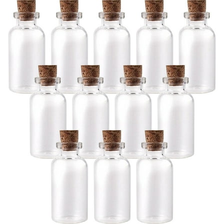 unbranded 50pcs Mini Glass Bottles Jars with Cork Wish Note Craft Bottle (Clear)