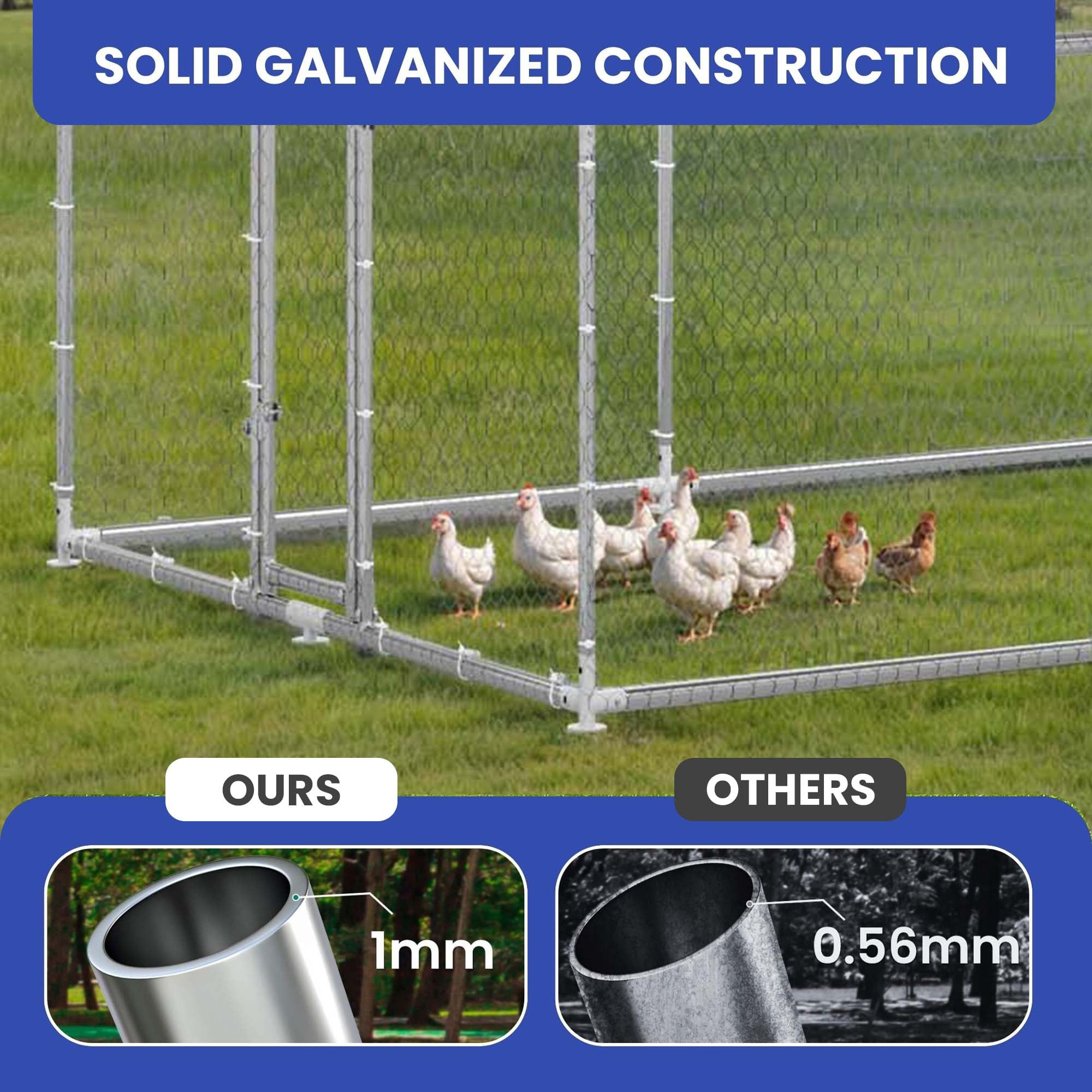 Uforic Chicken Run Coop 26 x 9.8 x 6.4 FT Large Metal Spire Shaped Chicken Coop, Walk-in Hen Cage, Outdoor Poultry Cage with Waterproof Anti-UV proof Cover and Wire Mesh for Backyard,Outdoor Farm Use