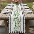 thumbnail image 4 of Green Eucalyptus Leaves Table Runner - 48 Inch Long Vintage Art Farmhouse Wooden Cotton and Linen Blended Dress Scarves Farmhouse Table Runner for Kitchen Dining, Coffee Table, 13" x 48", 4 of 8