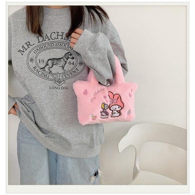 Sanrio-Bolso de felpa Cinnamoroll Hello Kitty para niños, mochila cruzada Kawaii, regalo de cumpleaños