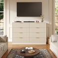 thumbnail image 2 of ASTUVIA 55.1" W Fluted 8 Drawer Dresser for Adult,Wooden Bedroom Dresser,Dresser TV Stand up to 65" for Living Room,Beige, 2 of 9