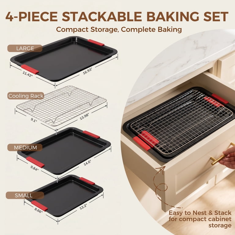 Kikcoin 4-Piece Baking Sheets Set with Cooling Rack photo 3