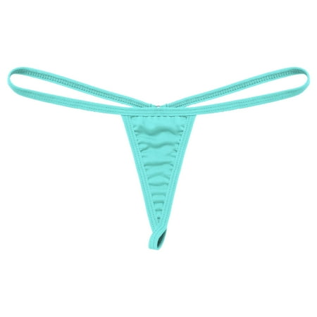 Alvivi Womens Low Waist Thong T Pants Underwear Panties Micro Mini G-String Lingerie Panty Cyan One Size