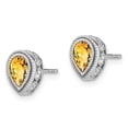 thumbnail image 4 of Auriga Fine Jewelry 14K White Gold Pear Citrine and Diamond Stud Earrings for Women, 4 of 7