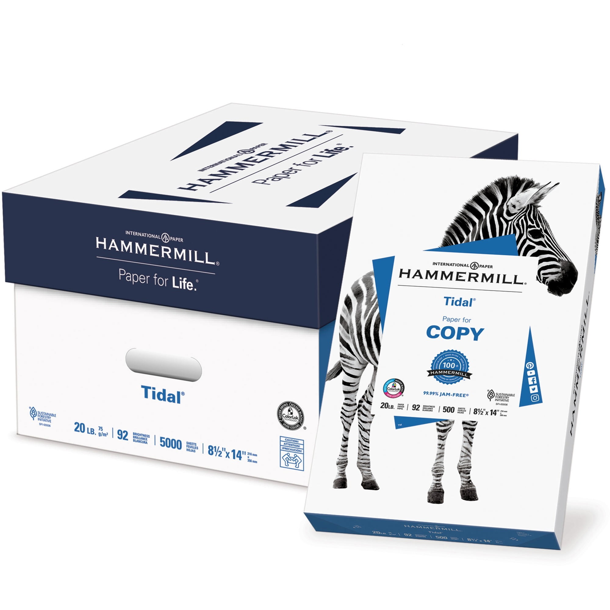 Hammermill, HAM162016CT, Tidal Recycled Copy Paper, 5000 / Carton, White