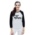 thumbnail image 2 of Sweet Like Honey Unisex 3/4 Sleeves Baseball Raglan T-Shirt Tee White Black X-Small, 2 of 4