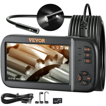 VEVOR Triple Lens Industrial Endoscope Camera 4.5" IPS Borescope Inspection Camera,1080P Sewer Camera with 16.4 ft camera cable & 32GB Card