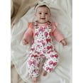 thumbnail image 5 of Miaouyo Infant Baby Girls Fall Clothing Set 0 3 6 9 12 18 Months Solid Color Ribbed Romper with Print Overalls 2Pcs Outfits, 5 of 9