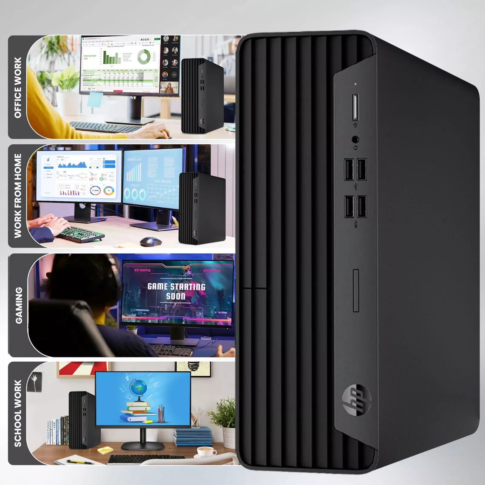 Restored Gaming HP ProDesk G6 Desktop PC, Intel Core i5 10th Gen. 16GB RAM, 1TB SSD + 1TB HDD, NVIDIA GeForce GTX 1050 Ti, New 24 inch Monitor, RGB KB & Mouse, Wi-Fi, Windows 11 Pro (Refurbished)