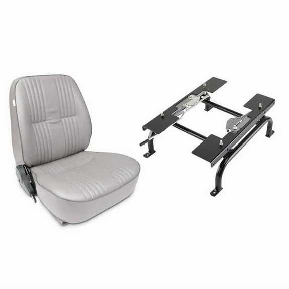 Procar 90 Passenger Side Reclining Low Back Seat with Seat Mount, Gray Vinyl, One-Touch Recline/Backrest Release, Includes Hardware for Easy Installation