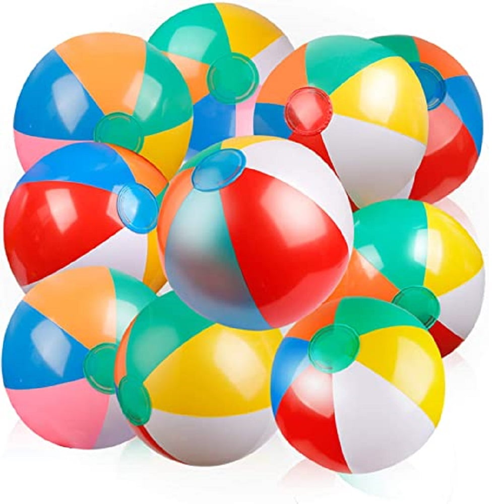 Inflatable Beach Balls (12 Pack), 11.8 inch Rainbow Beach Balls Pool