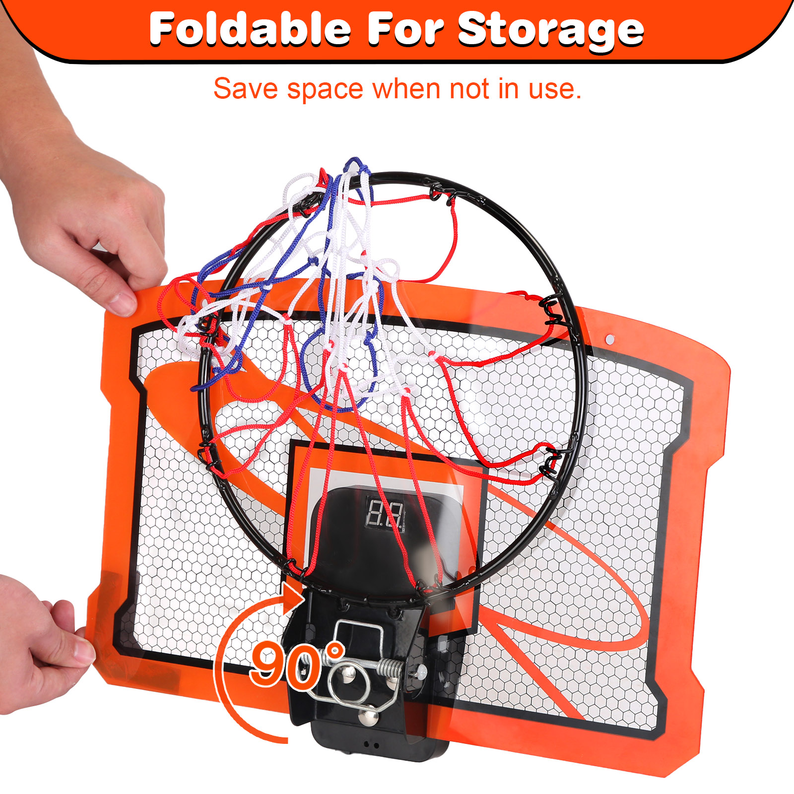 iMounTEK 15.74" X 9.64" Basketball Hoop Interactive Indoor Basketball Toys for Kids, Mini Basketball Hoop for Door with 4 Balls