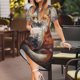 thumbnail image 3 of Easygdp Romantic Flower Fox Couple para Vestido Transpirable de Mujer, Vestido Suelto de Manga Corta con Pliegues y Bolsillos para el Verano, 3 of 6