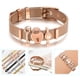 thumbnail image 2 of Brazalete con dijes elegantes y deslizantes con hebilla ajustable de color rosa para mujer con malla de acero inoxidable, 2 of 6