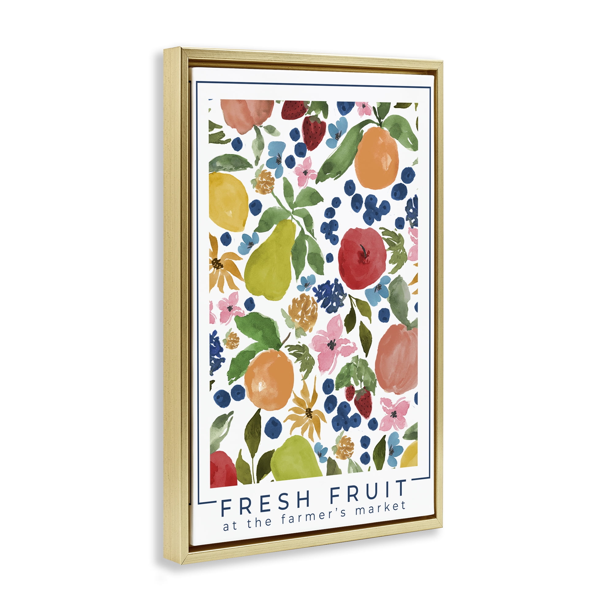 Stupell Industries Fresh Fruit Market Pattern Gold Framed Floater Canvas Wall Art, design by Lucille Price