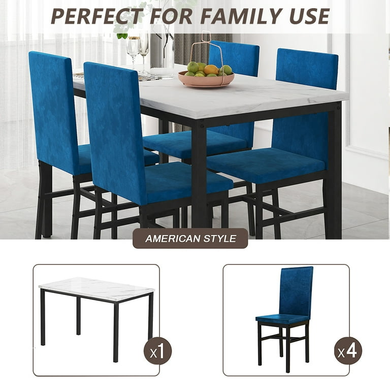 Artemis marble dining table and 6 upholstered dining chairs new arrivals