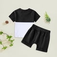 thumbnail image 3 of Kaprioy 2pcs Toddler Baby Boy Short Pants Set Short Sleeve Contrast Color T-Shirt Tops + Shorts 3T 4T 5T Kids Casual Summer Outfits Summer Kids Boys Outfit Sets, 3 of 6