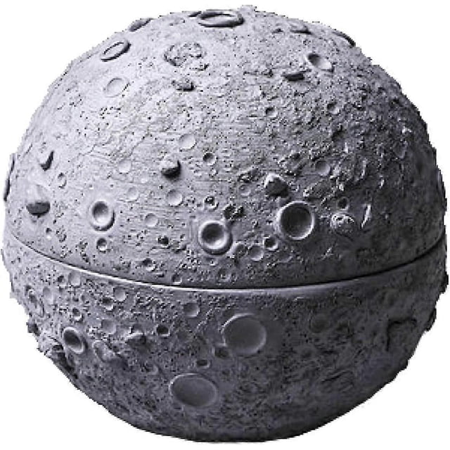 Windproof Stainless Steel Ashtray with Lid, Moon Concrete Design, Rainproof for Home Use in Grey Style