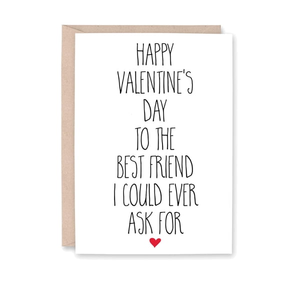 Happy Valentine's Day Card for Best Friend – Heartfelt Design – Blank Inside for Personalized Messages – Ideal Gift for BFFs