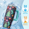thumbnail image 4 of 30oz Xmas Tumbler with Lid and Straw, Stainless Steel Cup with Handle Red Bowknot Travel Coffee Mug, Holiday Gifts, 4 of 5