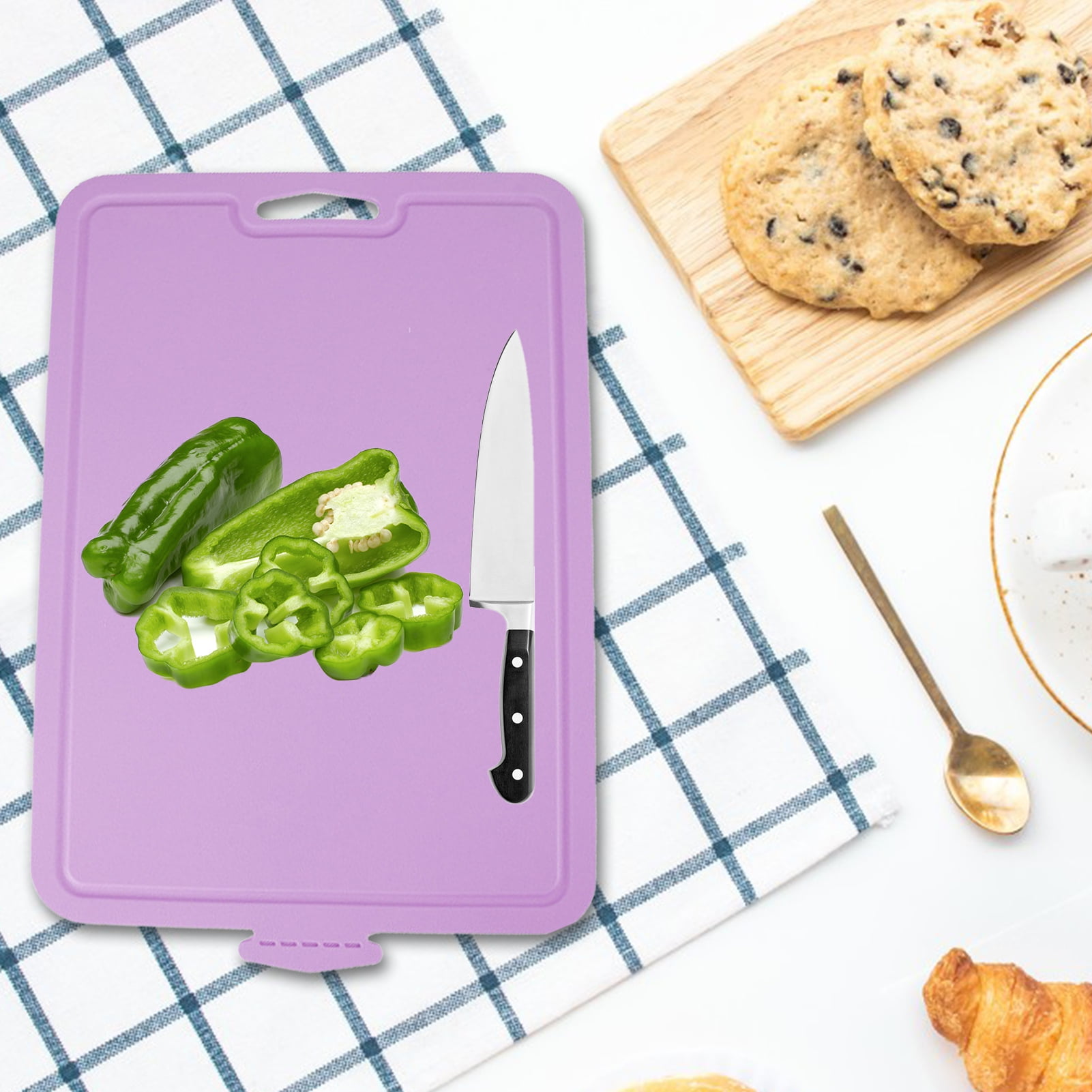 sunsanly Silicone Cutting Board Foldable Reversible Non Slip Cutting Mat Food-Grade BPA Free Dishwasher Safe Kitchen Tools for Camping