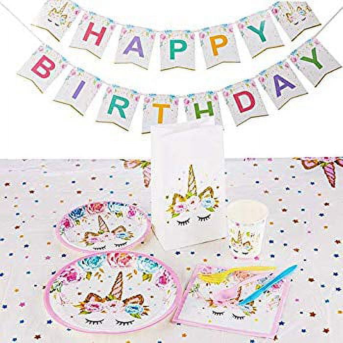  Discovering DIY Unicorn Birthday Decorations for Girls - Party  Supplies Kit for 16 Guests w/Plates, Cups, Goody Bags, Utensils, Napkins,  Cake Cutter & Topper, Candles, Table Cloth and Banner : Home