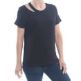 thumbnail image 2 of BAR III Womens Black Cut Out Short Sleeve Jewel Neck Top  Size: S, 2 of 3