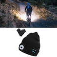 thumbnail image 4 of Invierno cálido Bluetooth LED luz de punto hombres para correr senderismo negro Negro con guantes kusrkot Sombrero de música cálido de invierno, 4 of 8