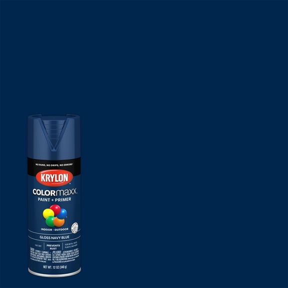 Krylon COLORmaxx Paint Primer, Gloss, Navy Blue, 12 oz.