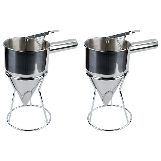 2X Stainless Steel Hand-Held Funnel Dispenser Octopus Pellets Funnel Tool Hand-Held Mixing Batter Separator,2 x Handheld dispenser,Silver