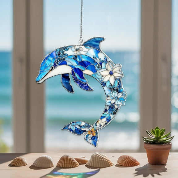 Dolphin Acrylic Suncatcher: Tropical Beach Window Decor