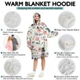 thumbnail image 5 of Wearable Oversized Blanket,Pioneer Flower Floral Print Pattern Wearable Blanket Hoodie for Adults,Cozy Hooded Blankets with Super Pockets,Super Warm Fuzzy Pullover for Women & Men, 5 of 6