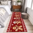 thumbnail image 4 of Gingerbread Christmas 2'x6' Runner Rugs for Hallway Kitchen Bedside Non Slip Washable, Red Golden Snowflake Winter Xmas Entryway Rug Runners with Rubber Backing, Long Carpet Runner for Laundry Room, 4 of 8