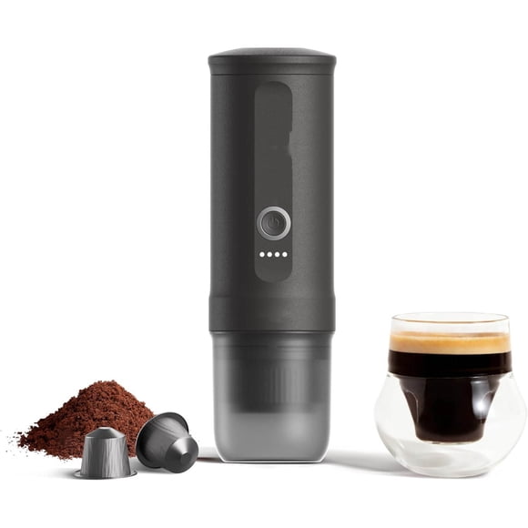 nano cafetera eléctrica portátil, cafetera de campamento, autocalentada por usb - c, para vehículos, Autocaravana con café molido y cápsulas, senderismo, Oficina