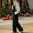 thumbnail image 5 of Women's Velour Wide Leg Bib Overalls Fall Adjustable Strap Casual Vintage Sleeveless Jumpsuits, Size S-3XL, 5 of 7