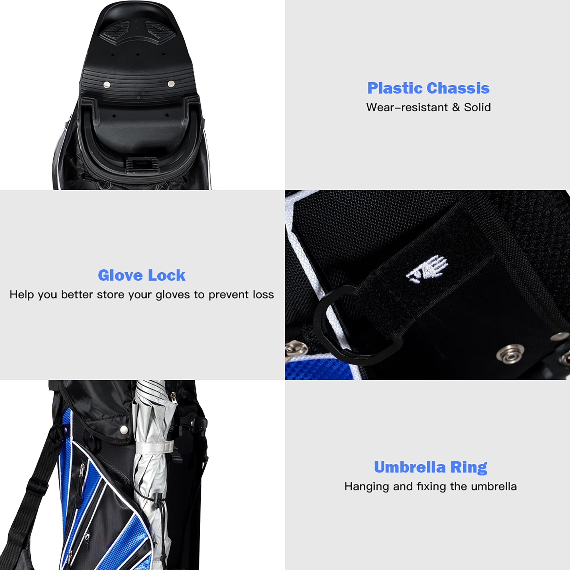 Costway Golf Stand Cart Bag Club w/6 Way Divider Carry Organizer Pockets Storage Blue