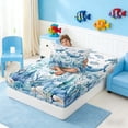 thumbnail image 4 of Manfei Watercolor Whale Twin Sheet Sets for Kids Boys and Girls, Marine Life Print Bedding 3 Pieces, 1 Flat Sheet, 1 Fitted Sheet and 1 Pillowcase, 4 of 6