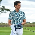 thumbnail image 2 of Kdxio Ocean Waves Print Men's Short Sleeve Polo Shirt,Midweight Men's Shirt-XX-Large, 2 of 5