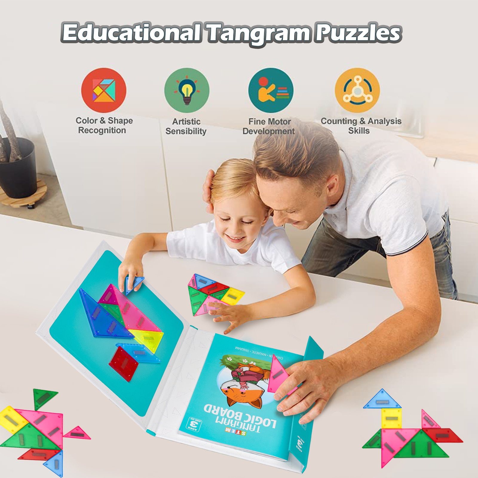 Flooye Tangram Logic Board Jigsaw Puzzles, Durable