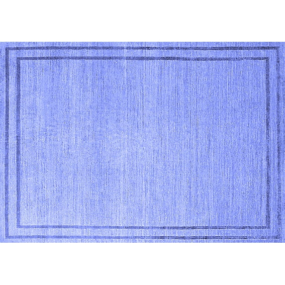 Ahgly Company Machine Washable Indoor Rectangle Oriental Blue Industrial Area Rugs, 7' x 10'