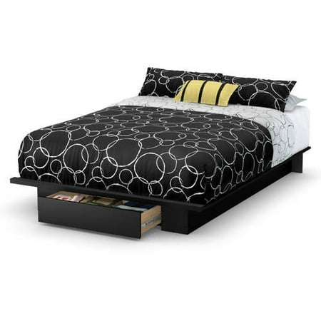 South Shore Primo Full/Queen Platform Bed (54/60") with Drawer, Multiple Finishes