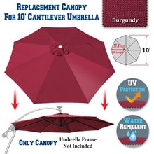 Replacement Canopy Cover for 10' Cantilever Patio Umbrella Offest Parasol Top Cover (Green)
