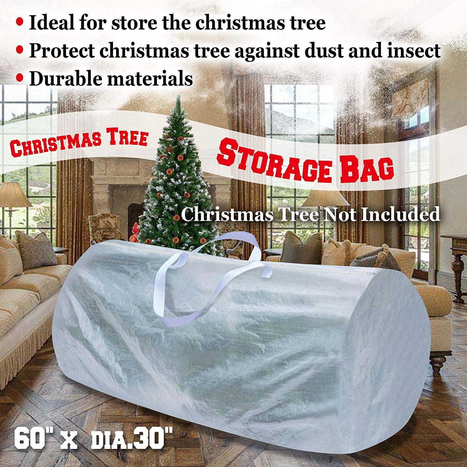 White Heavy Duty Large Artificial Christmas Tree Storage Bag Clean Up Holiday 